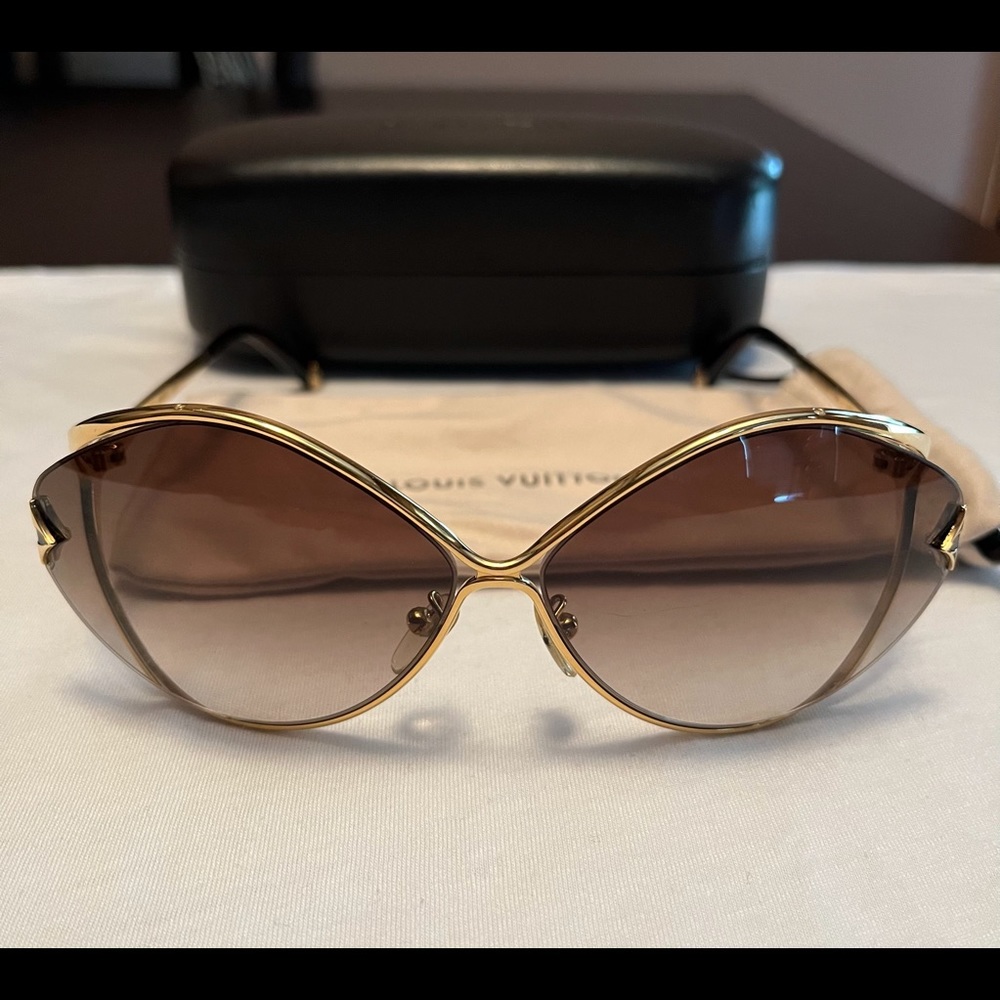 Louis Vuitton Laurel Brown Glitter Sunglasses AUTH